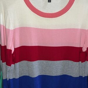 Talbots Multicolor Striped Crewneck Sweater in Pink, Red, Blue, Green